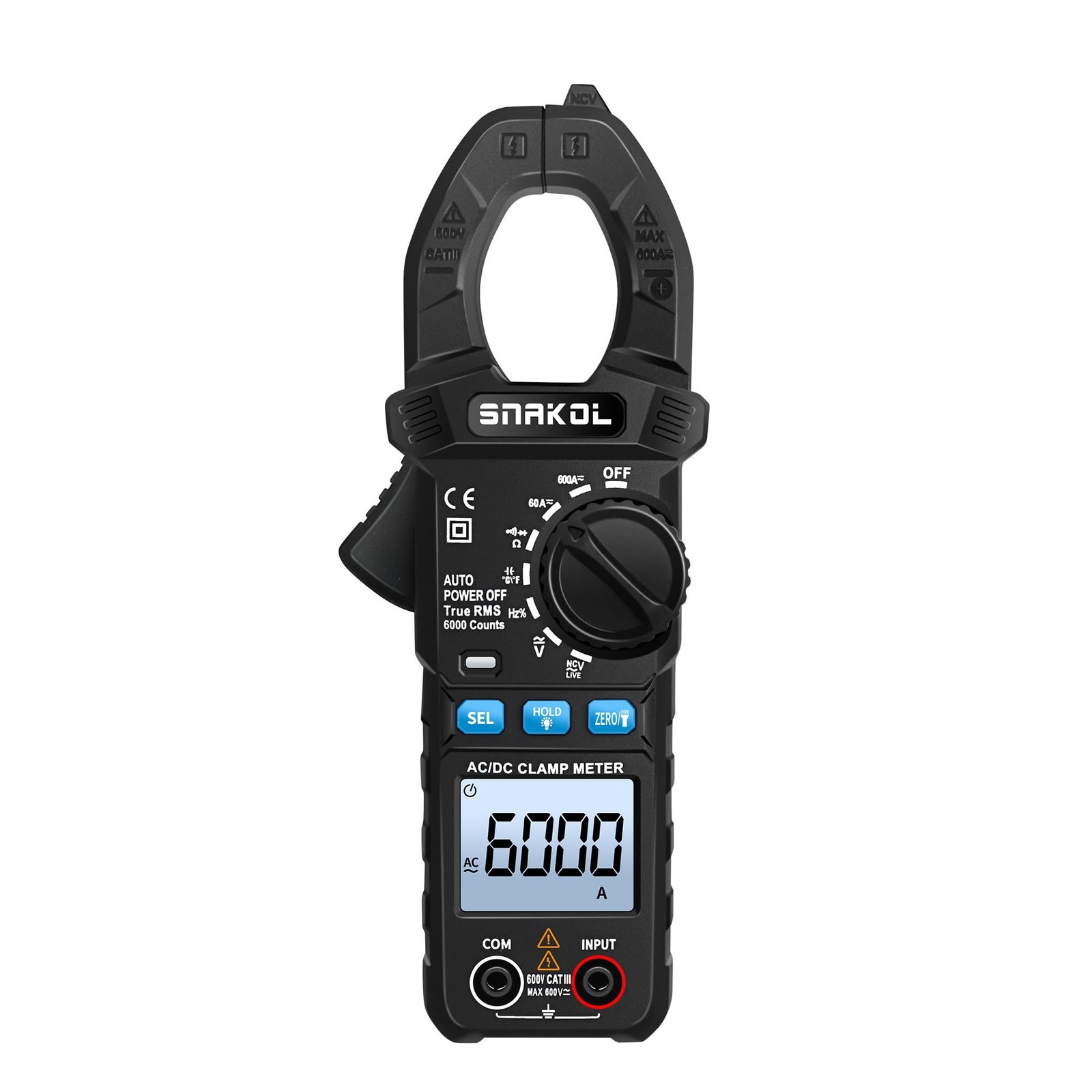 6000 Counts Digital Clamp Meter, 35mm Jaws NCV AC DC Current Voltage Tester |...