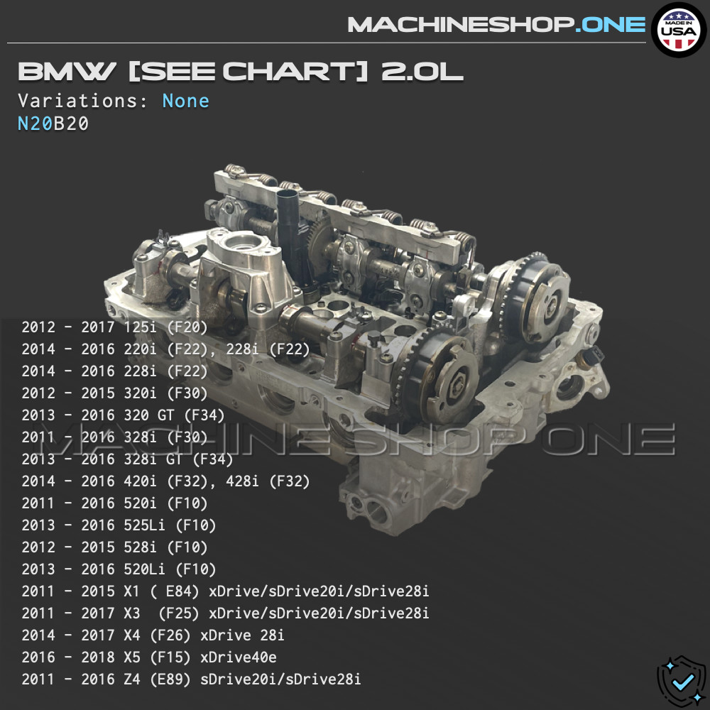 N20 2011-2018 BMW ALL MODELS  2.0L cylinder head - CORE EXCH REQD
