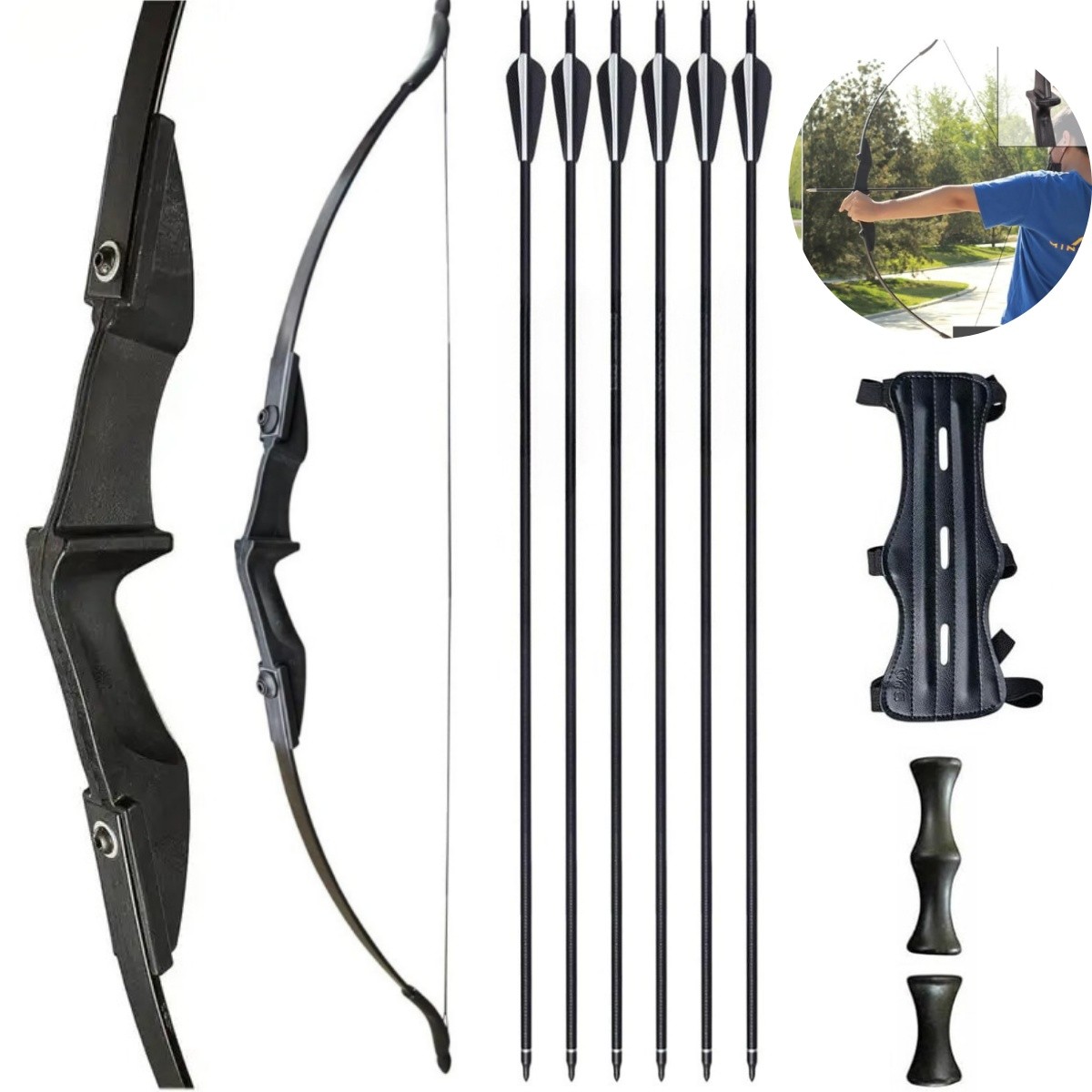 Archery 20-40LBS 57" Recurve Takedown Bow Arrow Hunting for Youth Adult Practice