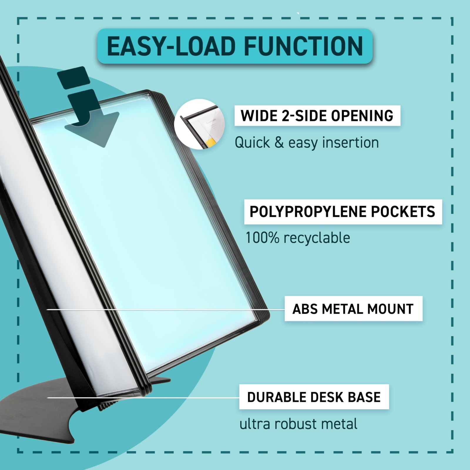 Tarifold DJOIS Desktop Reference & Display System - Durable Metal Base & Polypro
