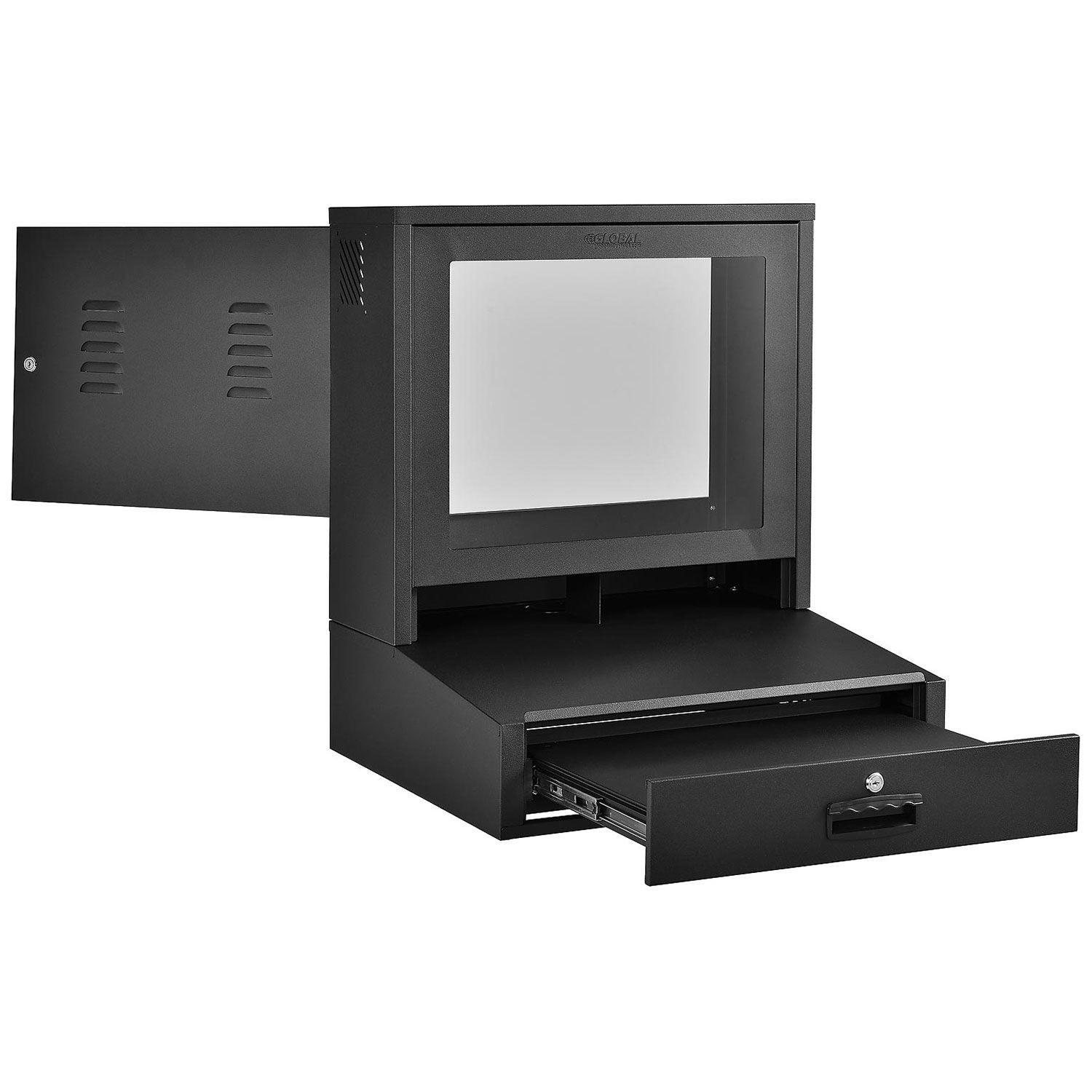 LCD Counter Top Security Computer Cabinet Black 24-1/2"W x 22-1/2"D x 29-1/2"H