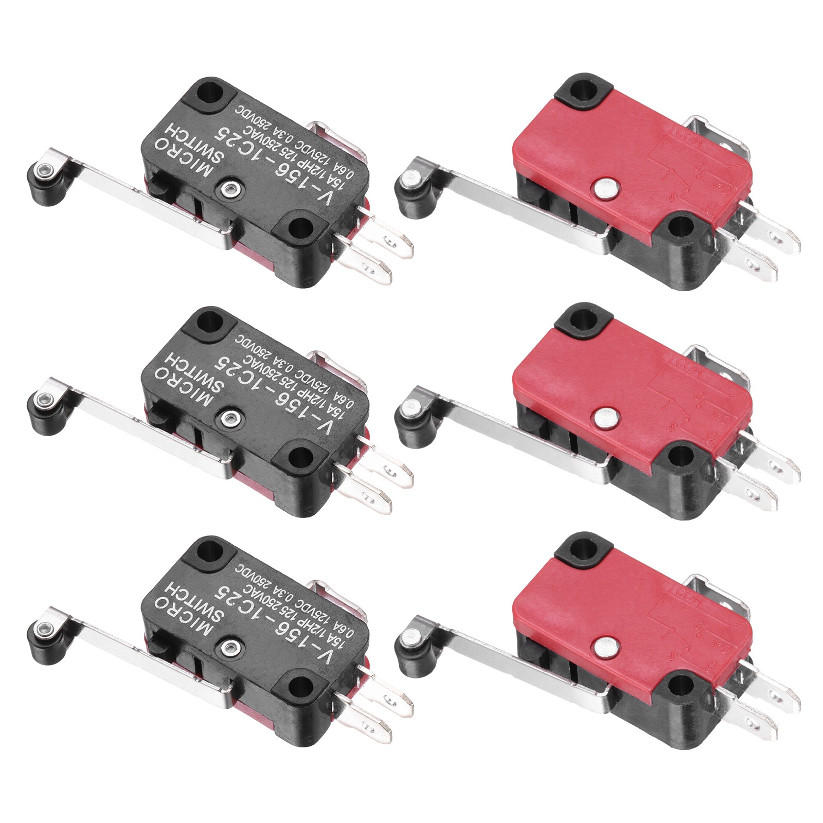 6Pcs V-156-1C25 1NO + 1NC Micro Limit Switch 15A 125/250VAC Micro Switches