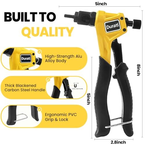 Rivet Nut Tool Kit, 8-Inch Hand Rivnut Tool for Tight Spaces, Nutsert Yellow
