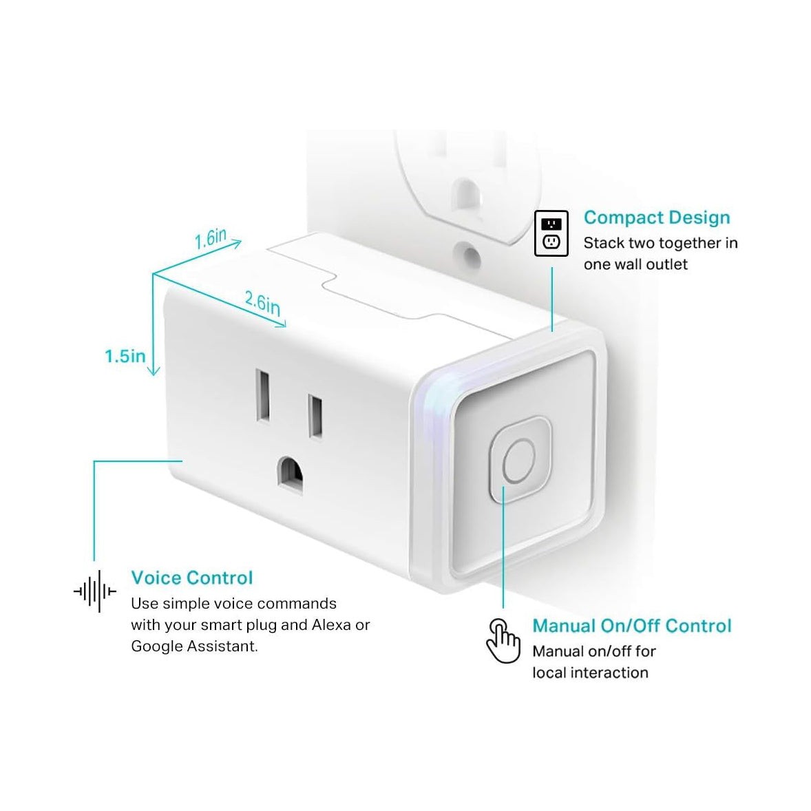 Smart Wi-Fi Outlet Plug 2-Pack – Remote Control & Voice Activated Wireless Home