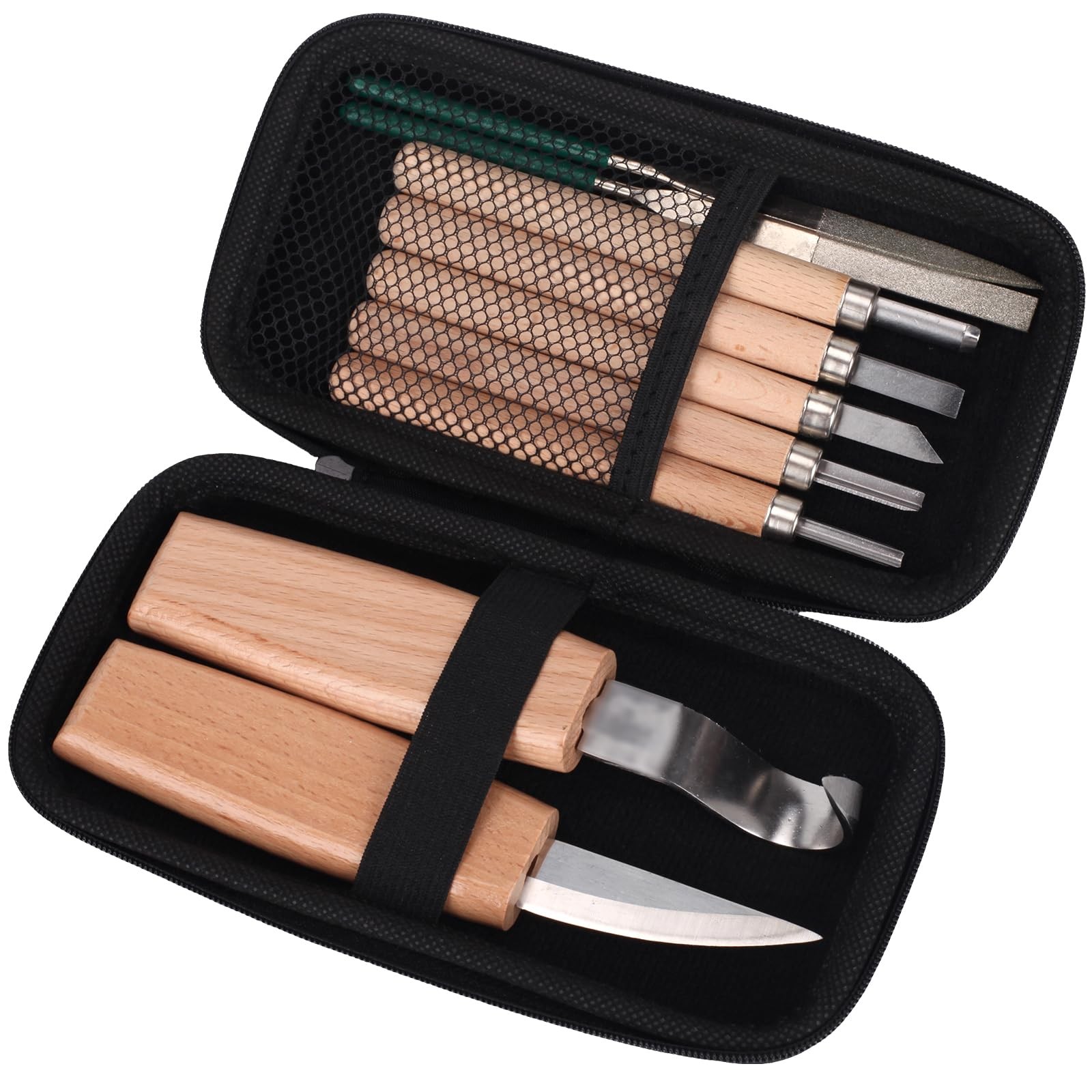 Wood Carving Kit Box Wood Carving Tools Hand Carving Knife Set with hand File...