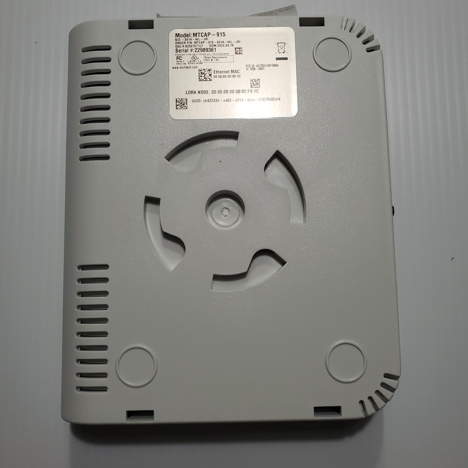 Multi-Tech Gateway for LoRa Spy connected Sensors Model MTCAP-915 (5 Available)