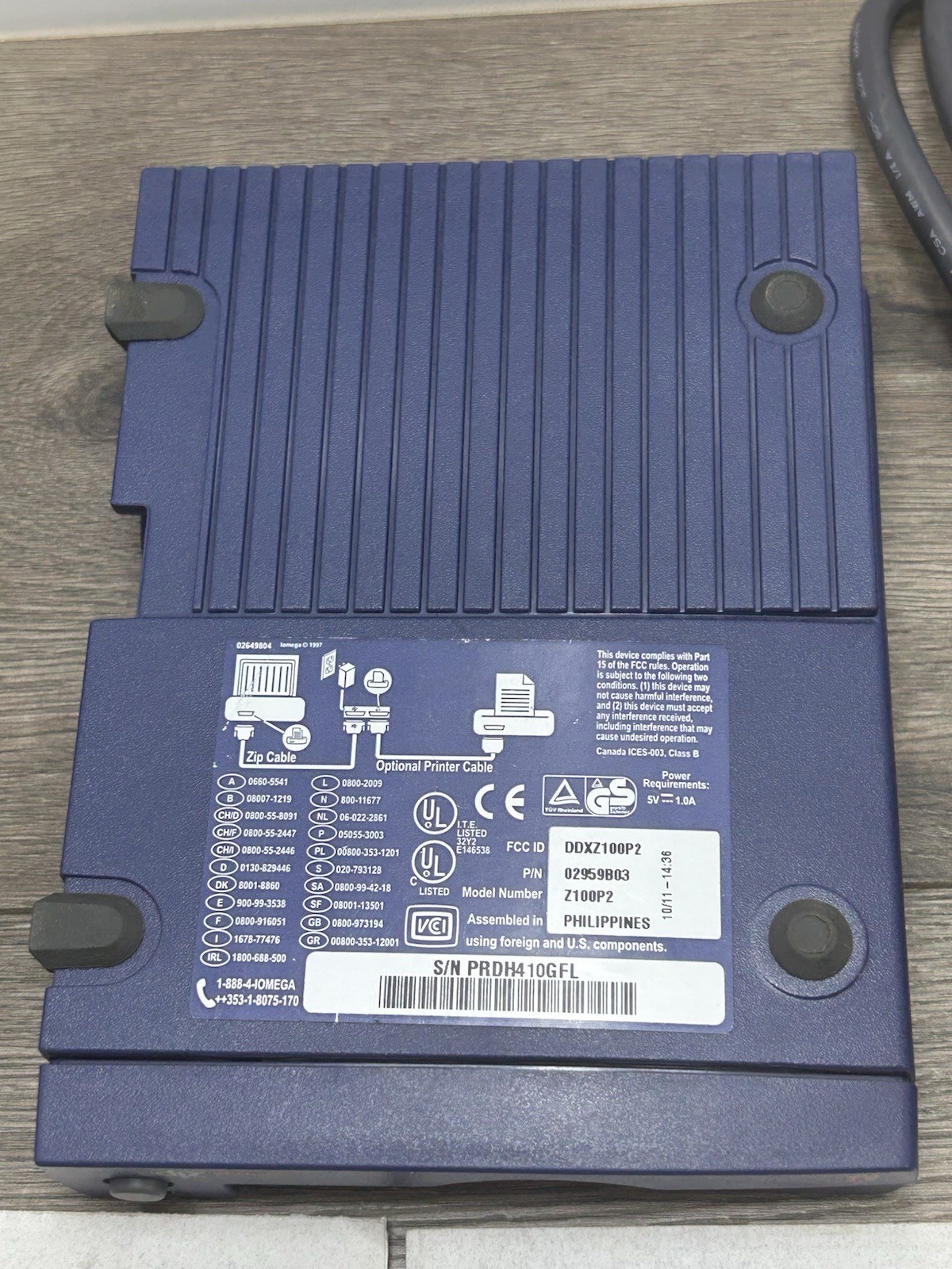Iomega Zip 100MB External Disk Drive With Parallel Port Cables PC No Software