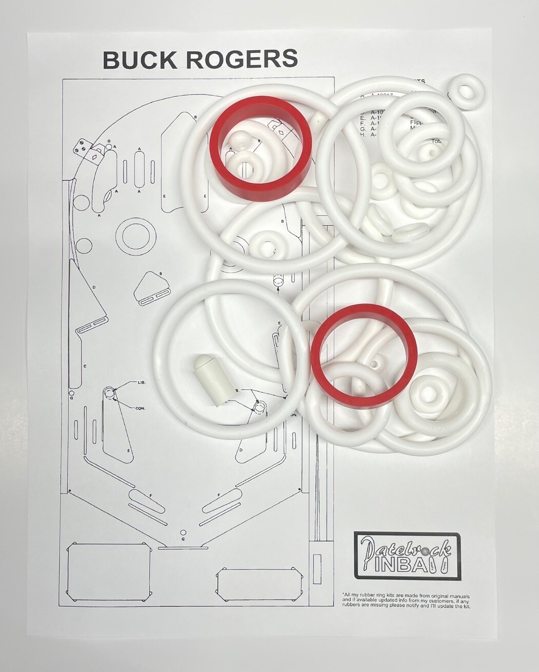 1980 Gottlieb Buck Rogers Pinball Machine Rubber Ring Kit