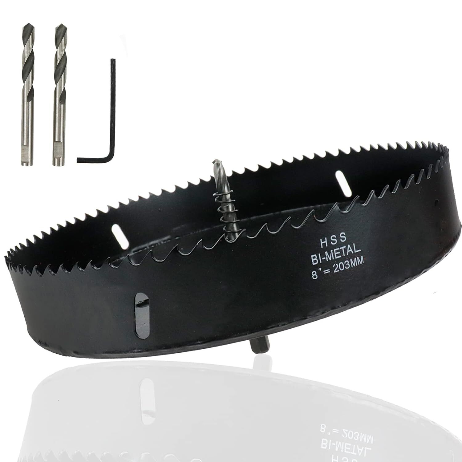 8 Inch Hole Saw Bi-metal Drill Bit With Sharp Teeth And Spring Loaded Design