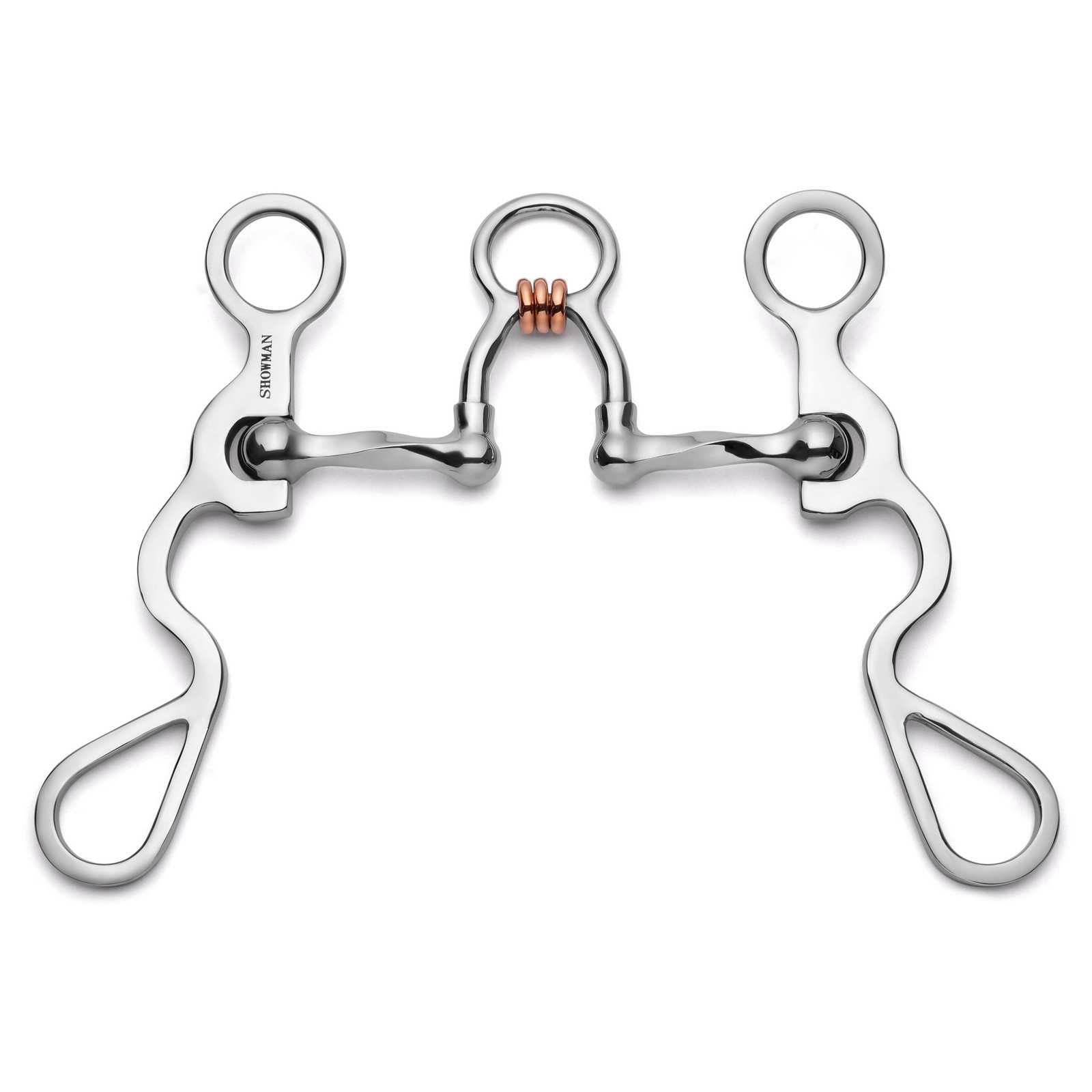 Showman S Shank Bit w/ Slow Twist Ported Copper Rollers
