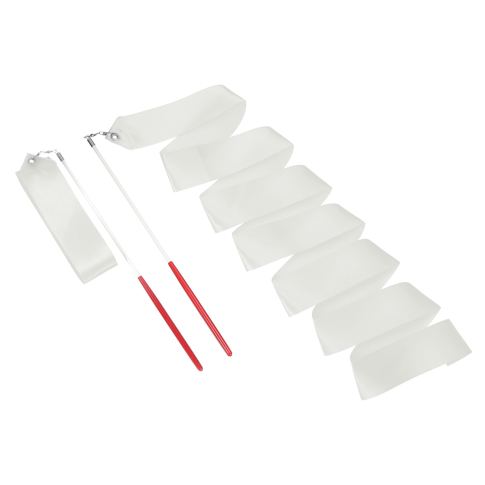 2 Pcs Dance Ribbons, 78.7" Rhythmic Dance Ribbon with Wands, White