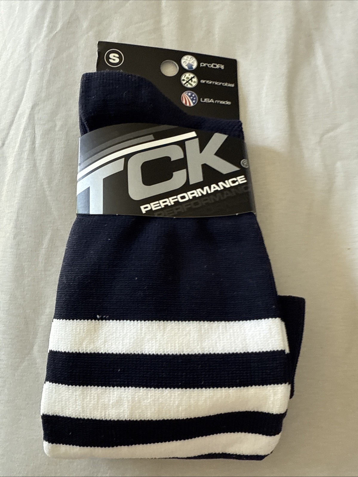TCK Performance Sock - Blue With White Stripe - Size Small