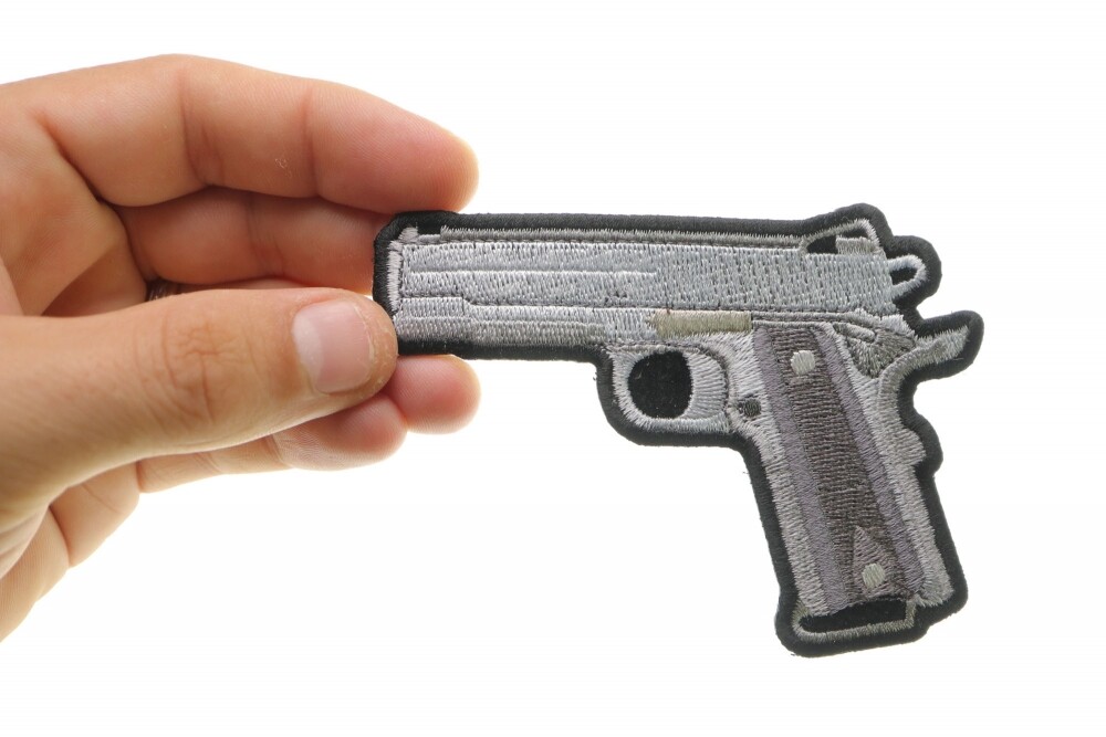 Embroidered Patch (Iron-On), 9mm Hand Gun 1911, 4" x 3"