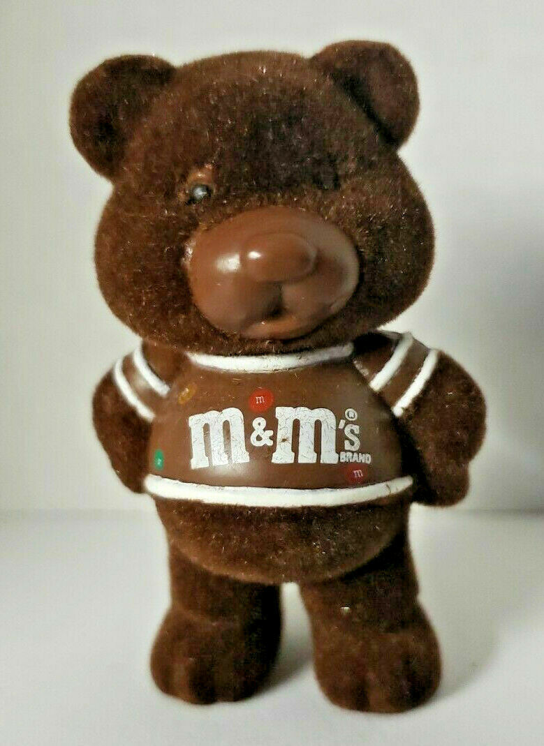Vintage 1987 M&M's  Arms Behind Back Flocked Chocolate Chums Bear Figurine PB174