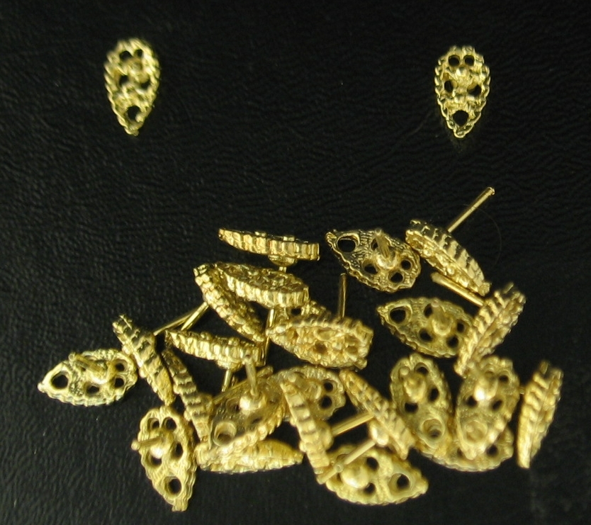 6pr Gold Plate Fancy Filigree Tear Drop Style Post Earrings