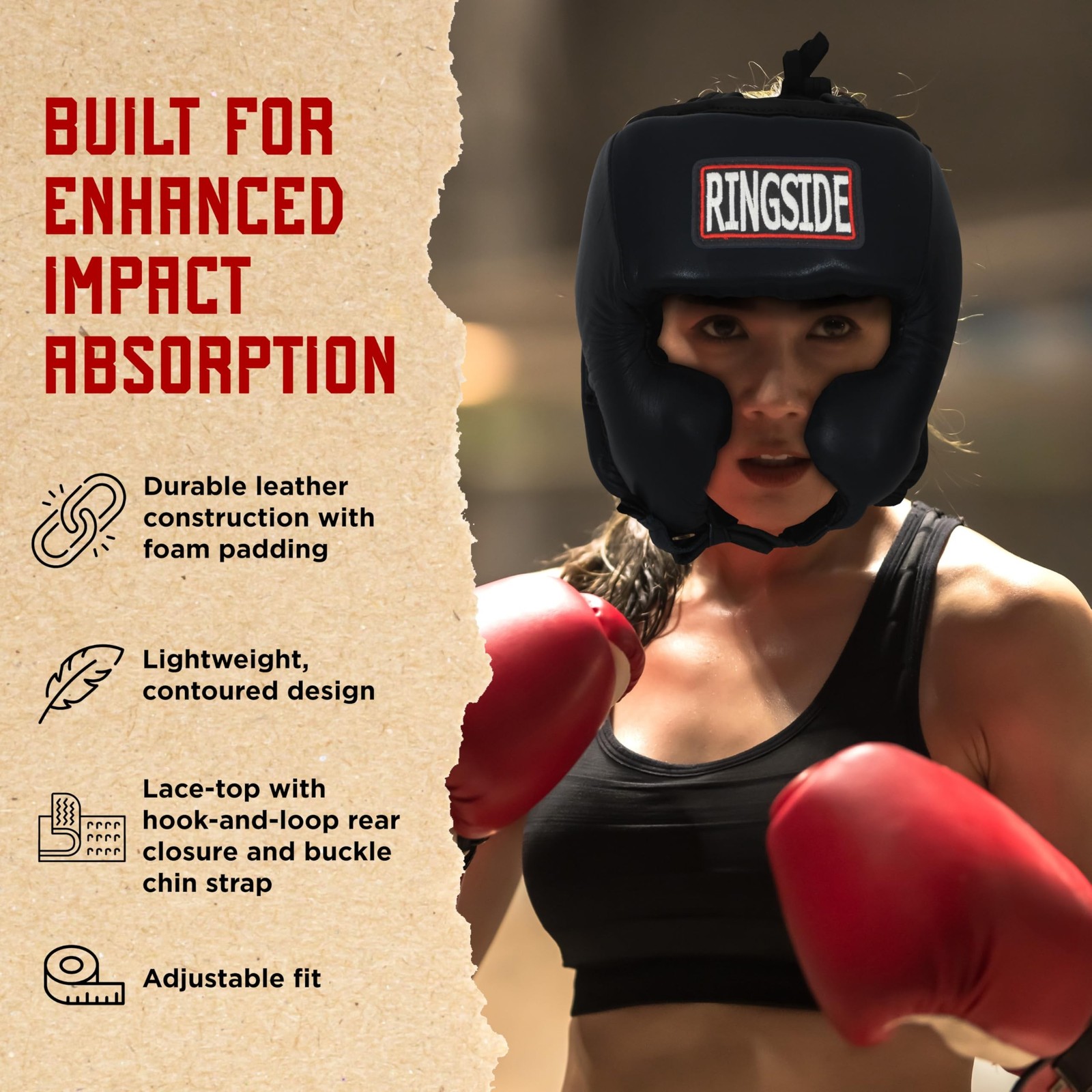 Ringside Competition-Like Boxing Headgear with Cheeks Black Large