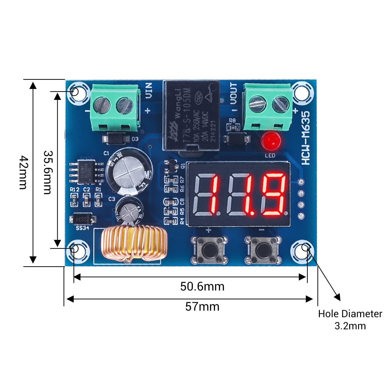 ICSTATION Digital Low Voltage Protector, DC 1236V 20A Low Voltage Cutoff Disc...