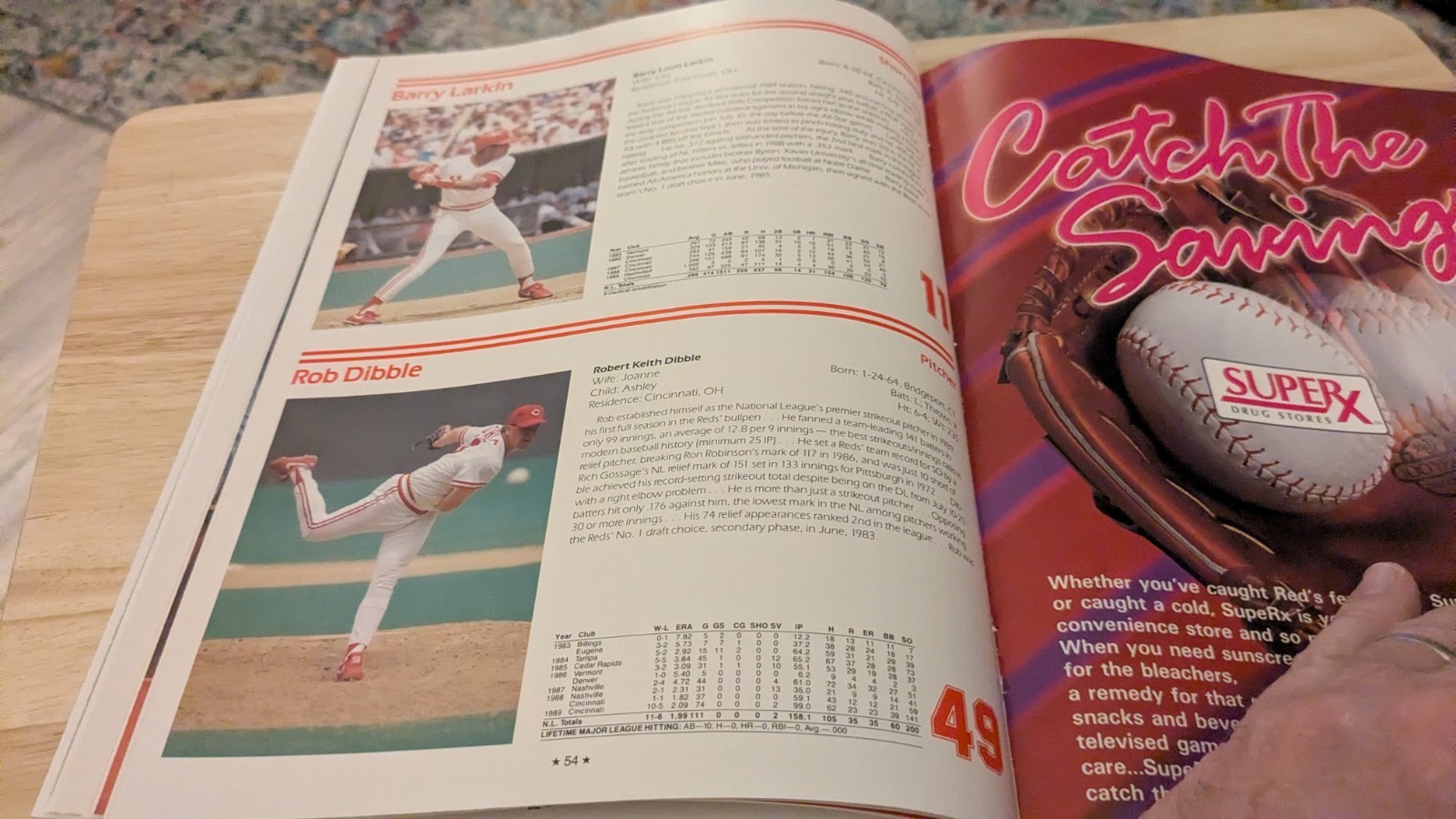 1990 Cincinnati Reds Baseball Yearbook/Program Barry Larkin