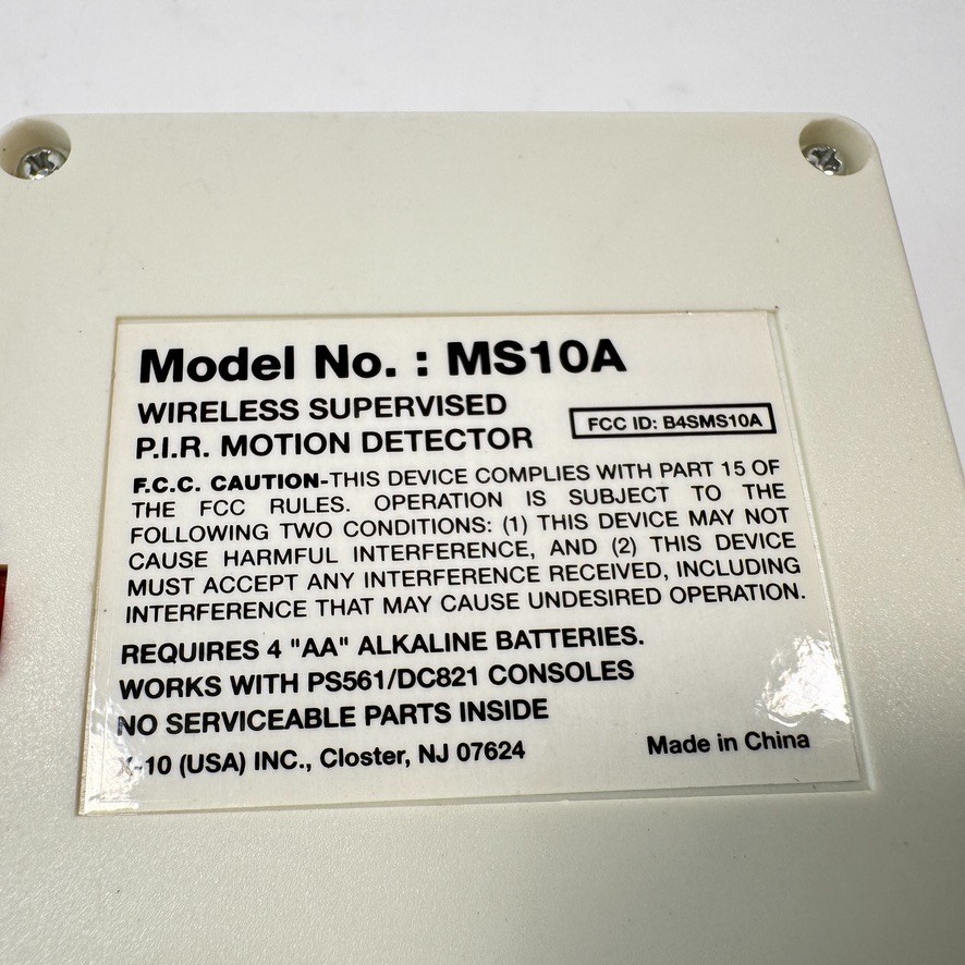 X10 Powerhouse Security System Motion Sensor Model MS10A