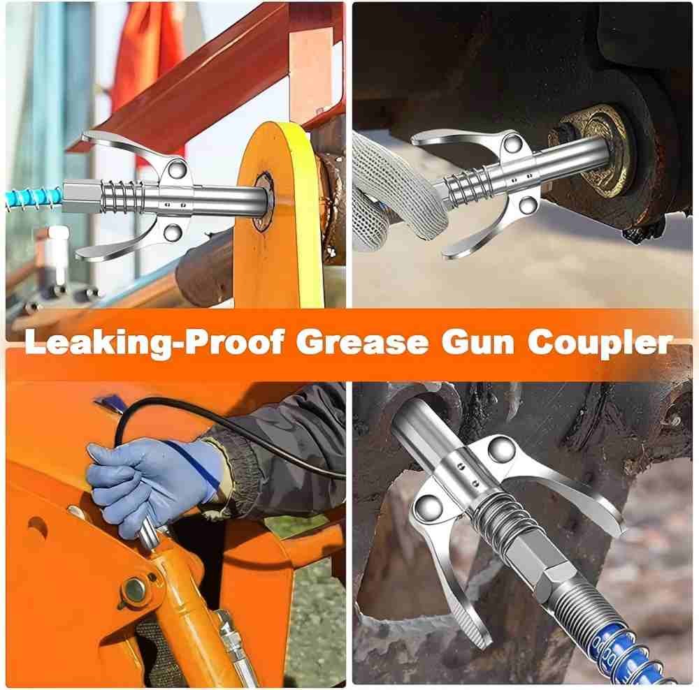 Heavy Duty Grease Coupler 12000 PSI Double Handle Quick Release Oil Nozzle​ US