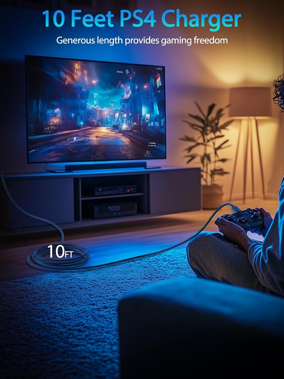 Universal 10ft Micro USB Charger for PS4 and Xbox One Controllers - Fast Charge