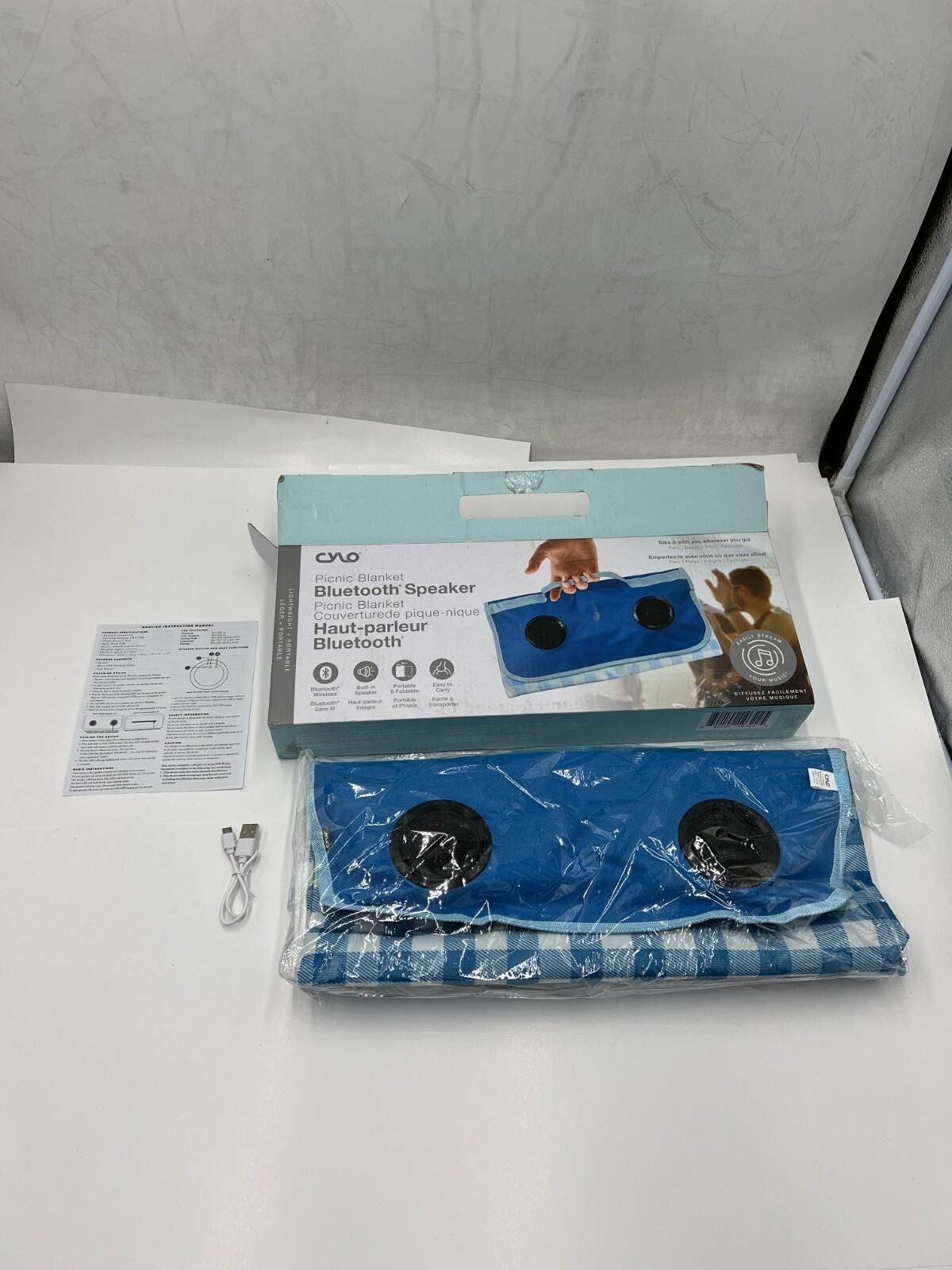 CYLO 2-in-1 Picnic Blanket Portable Bluetooth Speaker with Handle Lightweight