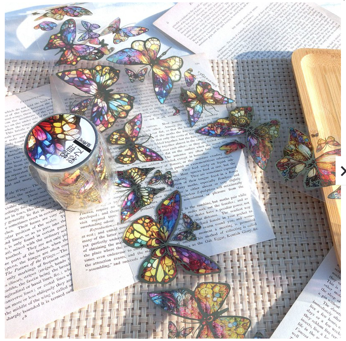 Hot Foiled Butterfly Favrile Glass Look PET SAMPLE LOOP
