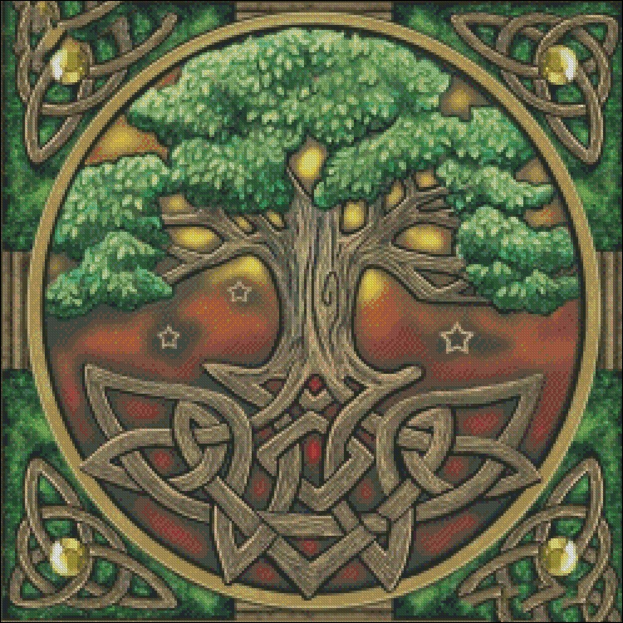 Celtic Tree of Life - DIY Chart Counted Cross Stitch Patterns Needlework DMC