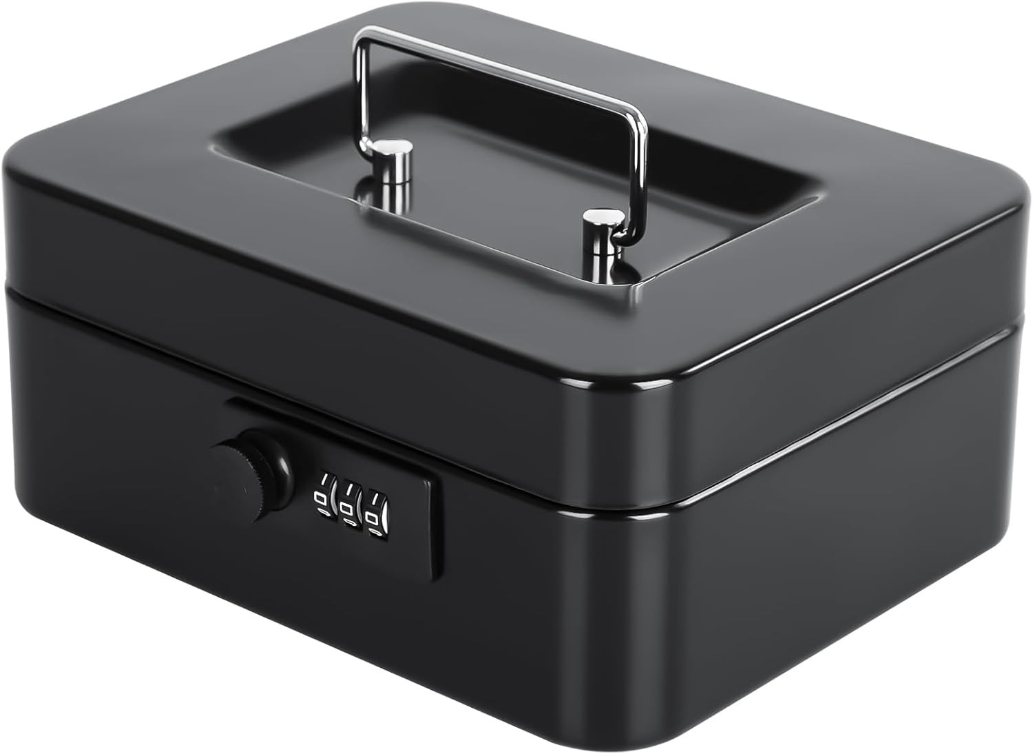 Cash Box with Combination Lock Safe Metal Money Box with Money Tray for Security