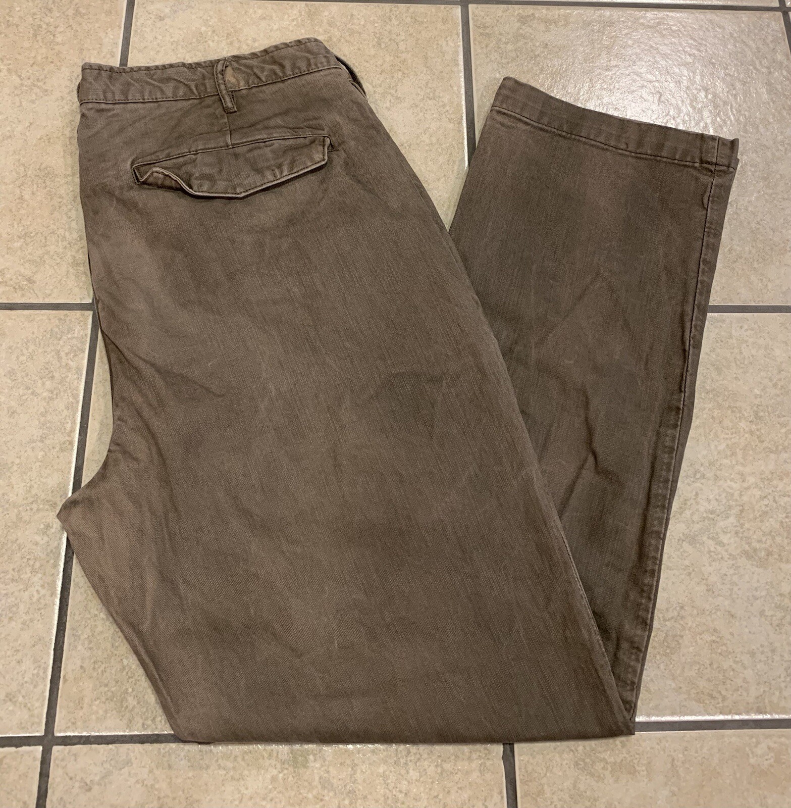 Men's 36x30 GAP 1969 Brown Slim Fit Straight Leg Trouser Pant 100% Cotton 851151