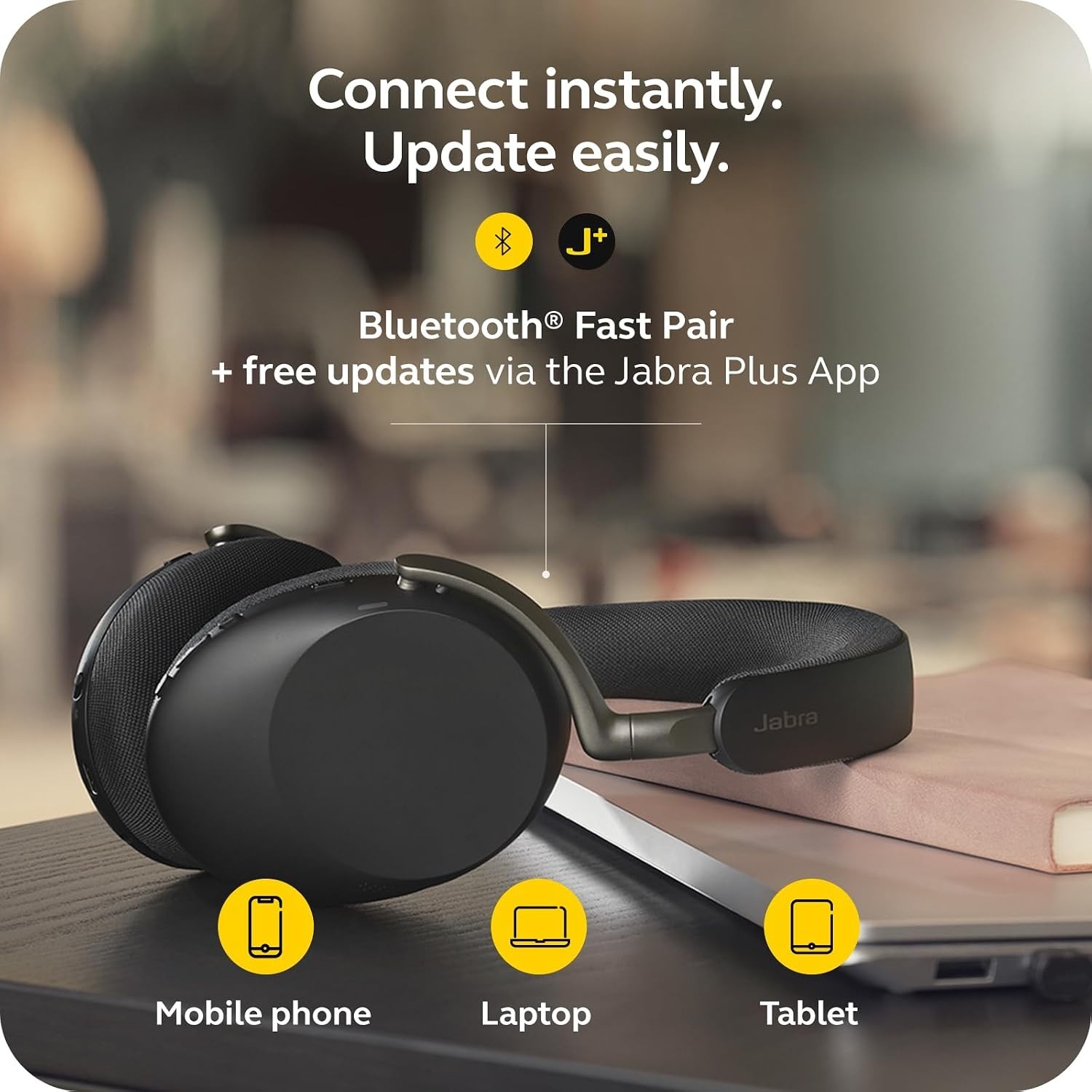 Jabra Evolve3 85 Over-Ear Wireless Bluetooth Headset with Microphone for Work, U
