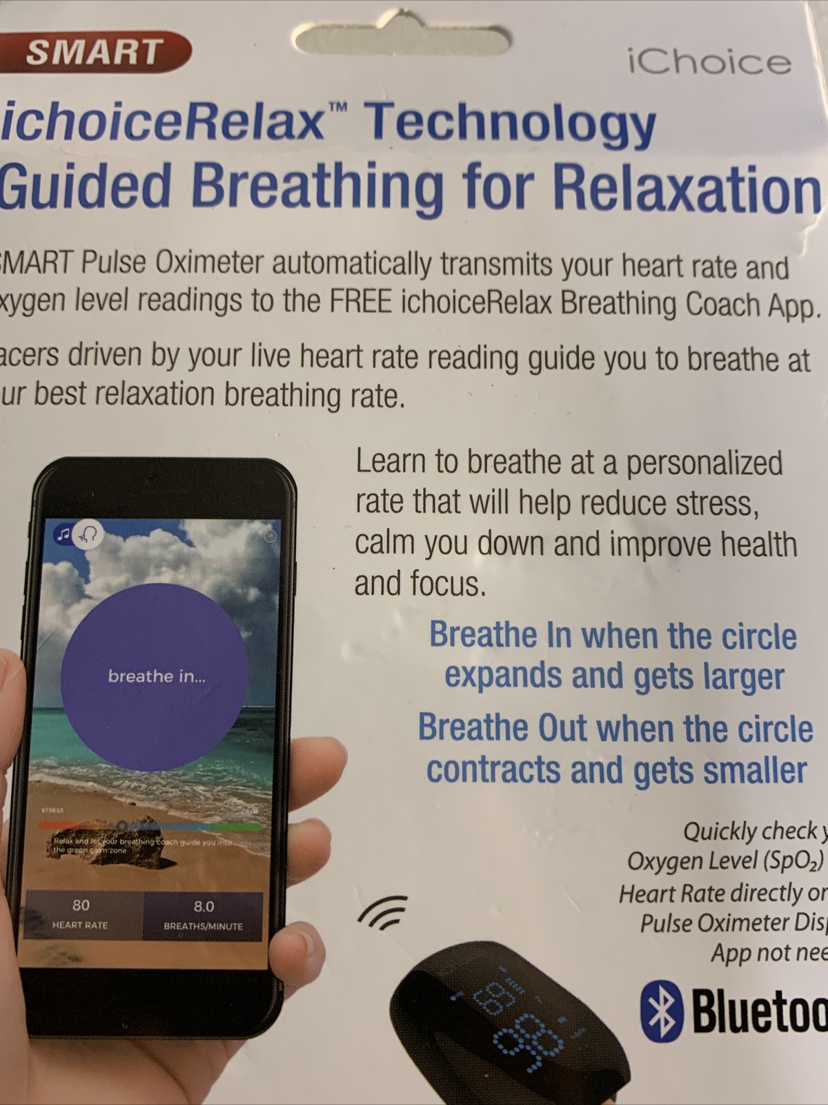 iChoice Smart Pulse Oximeter + Relaxation Coach OX200
