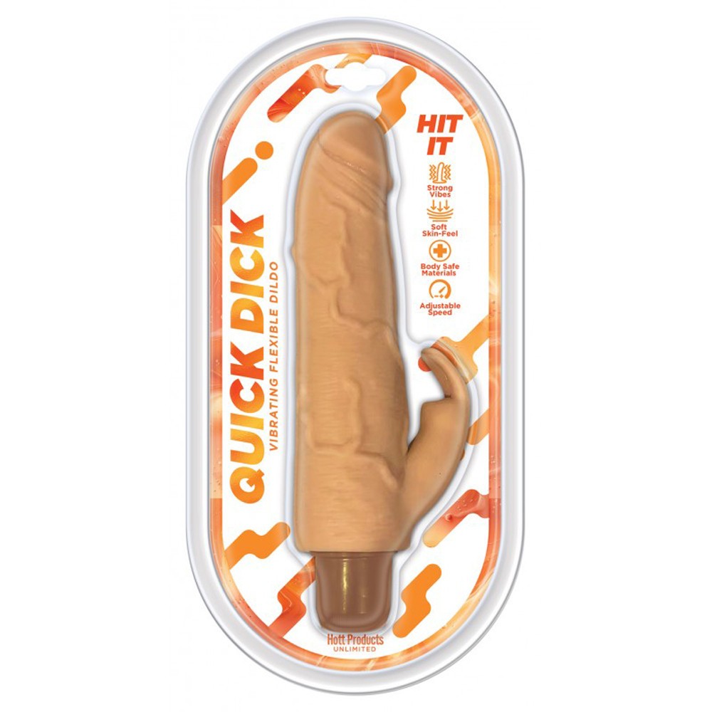 Quick Dick Hit It Vibrating Rabbit Style Multi-Speed Dildo Beige