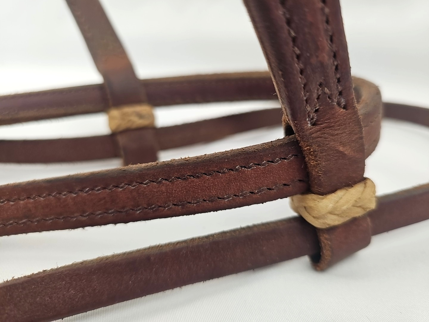 Horse Tack Leather Sidepull Bitless Western Bridle Heavy & Soft w/ Rawhide Stays