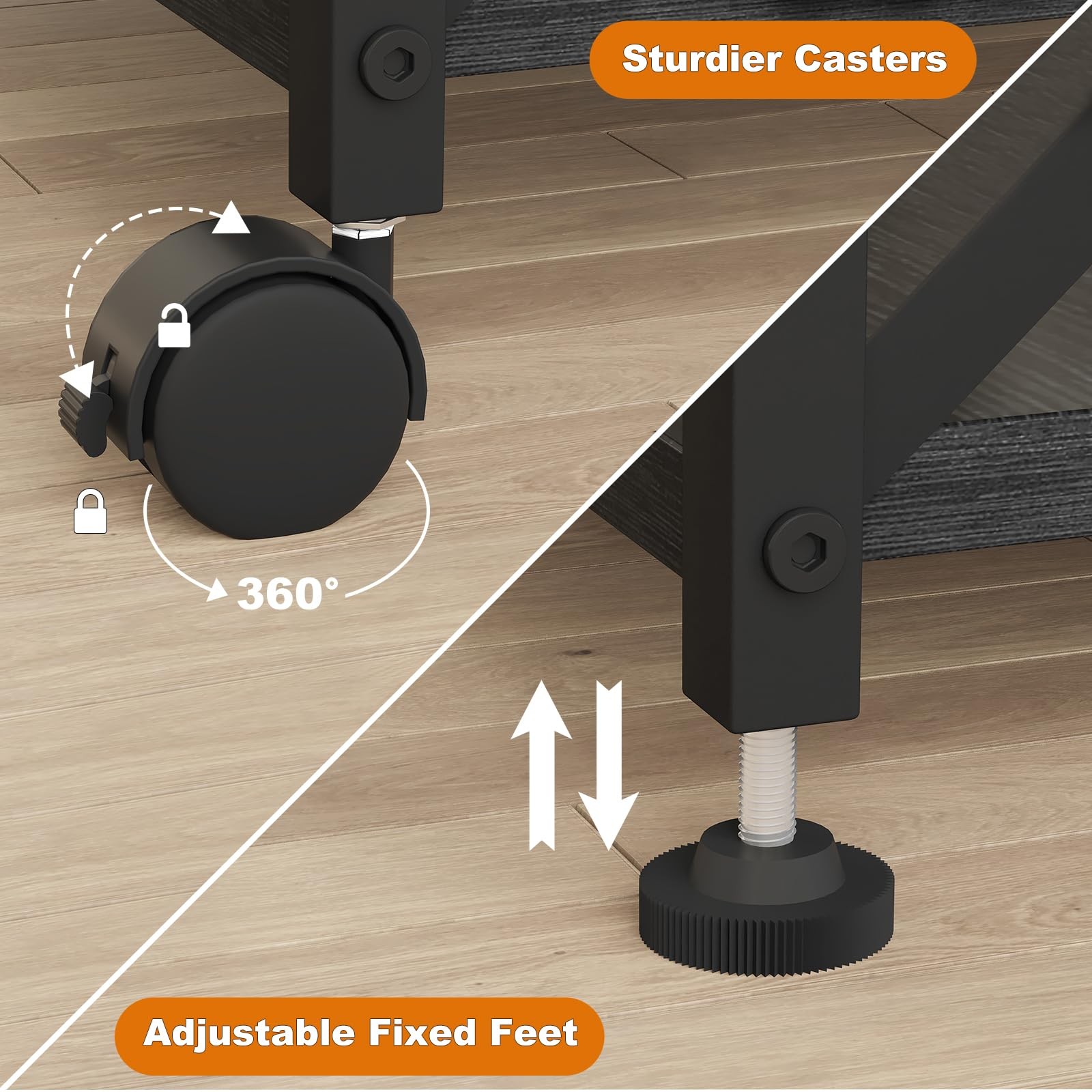 EasyCom 23.6" x 15.7" Under Desk Printer Stand with Storage Large, Black