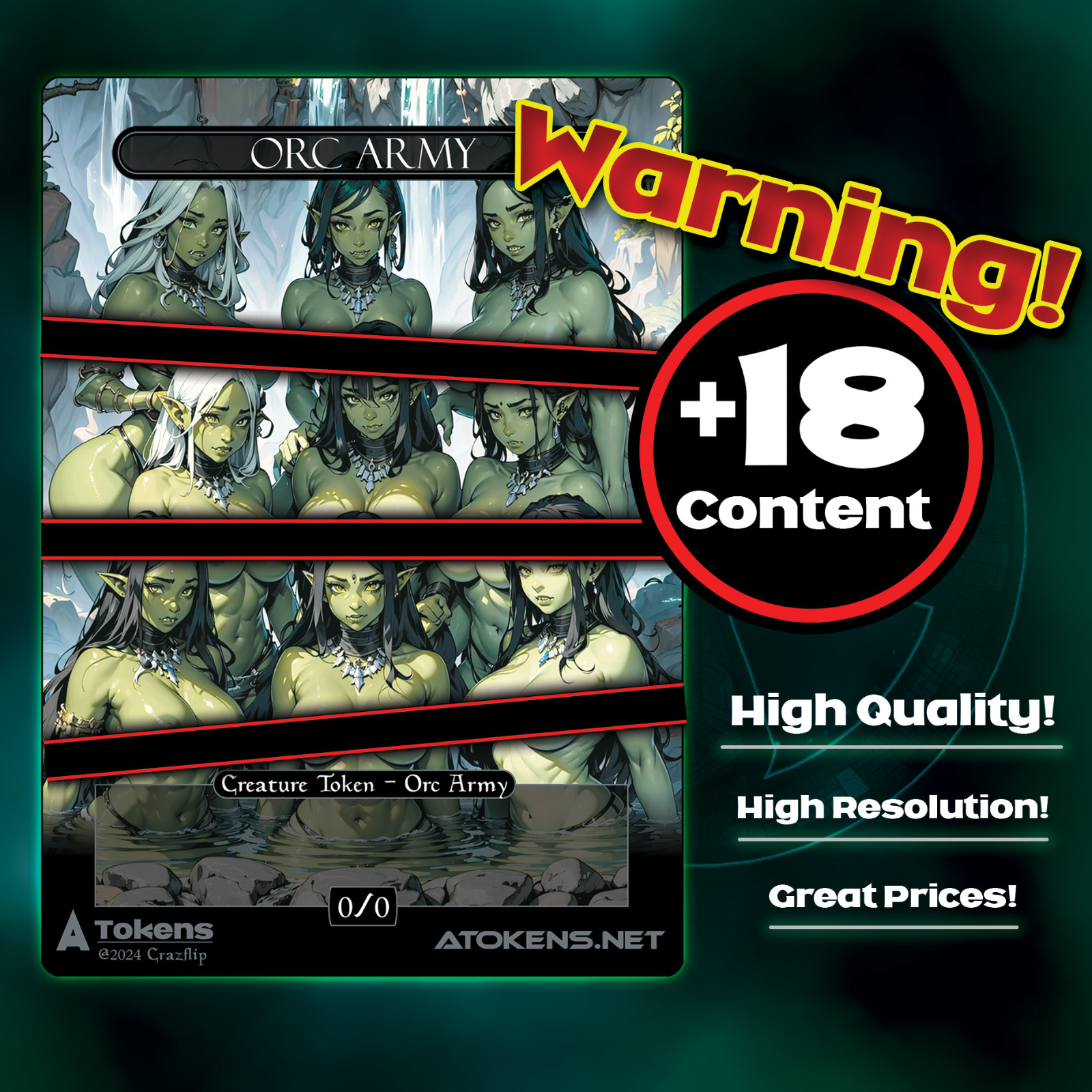 Orc Army Token 0/0 – Black Orc Army for MTG *Censored
