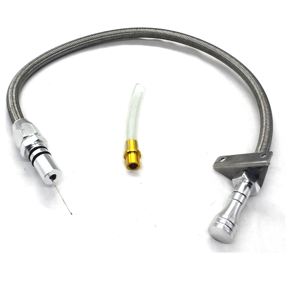 Powerglide Chrome Flexible Stainless Transmission Dipstick For GM Firewall Mount