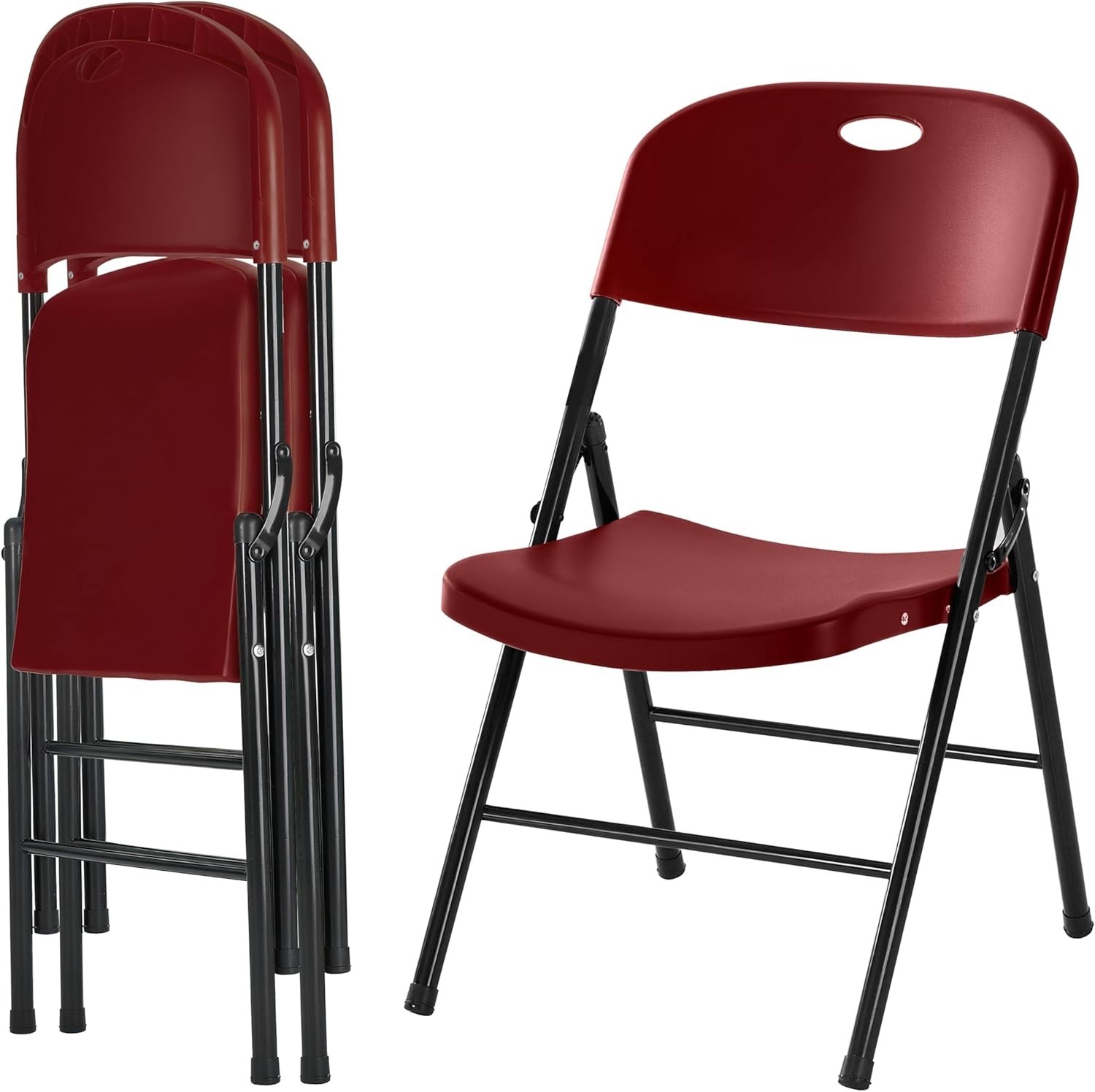 2-Pack Heavy Duty Plastic Folding Chair, 300 lbs Capacity Foldable Chairs