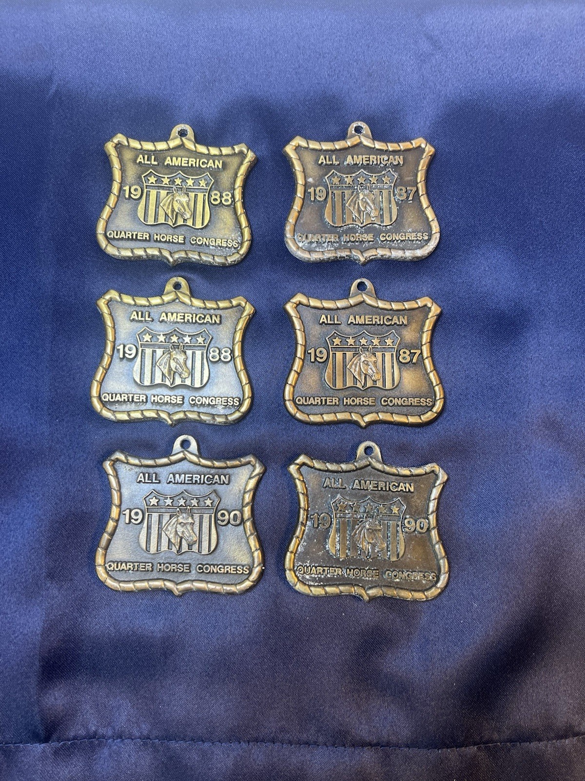 Lot of 6 All American Quarter Horse Congress Medals 1987-1990 Regal Awards