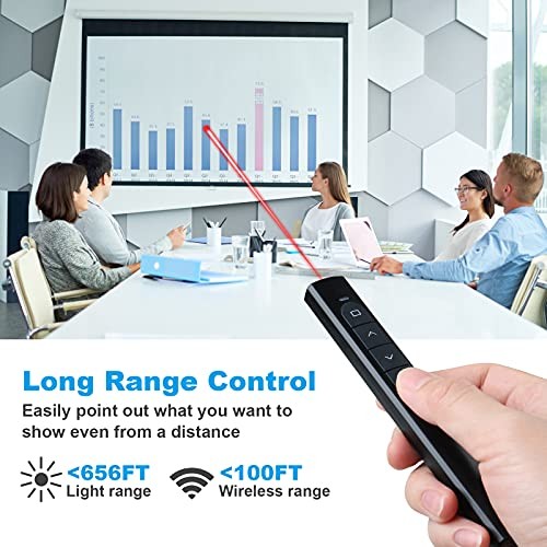 Wireless Presenter Remote, Presentation Clicker with Hyperlink & USB-Black
