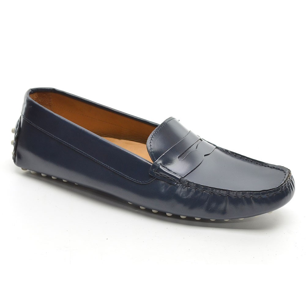 Ladies Il Gergo Samantha Hand Made Driving Moccasin 37 / 6.5 Blue Flat Shoes New