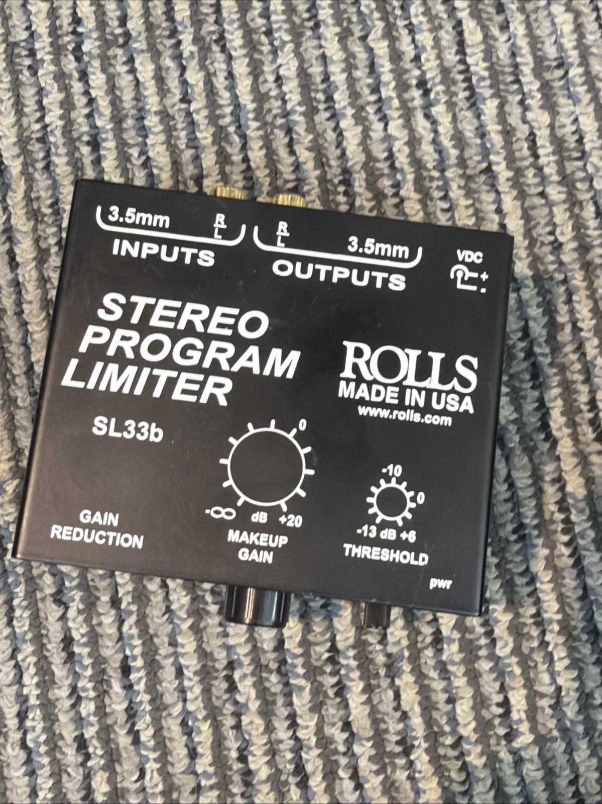 SL33b Mini Stereo Program Limiter with RCA and 3.5mm in/Out Rolls Tested