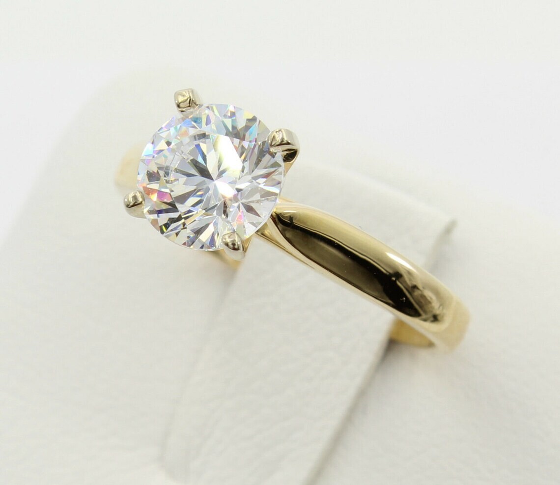 2.80 Ct Round Cut White Diamond Lab-Created Wedding Ring 14K Yellow Gold Over