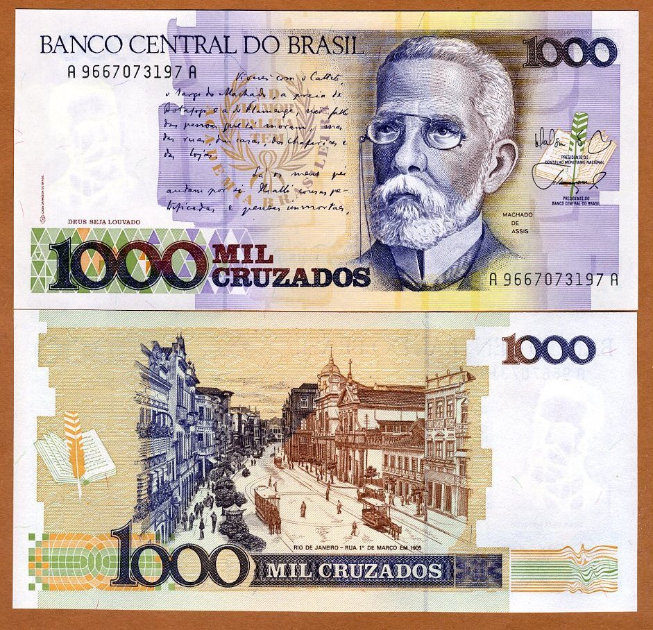 Brazil, 1000 cruzados, ND (1986-1988), P-213 (213b), UNC