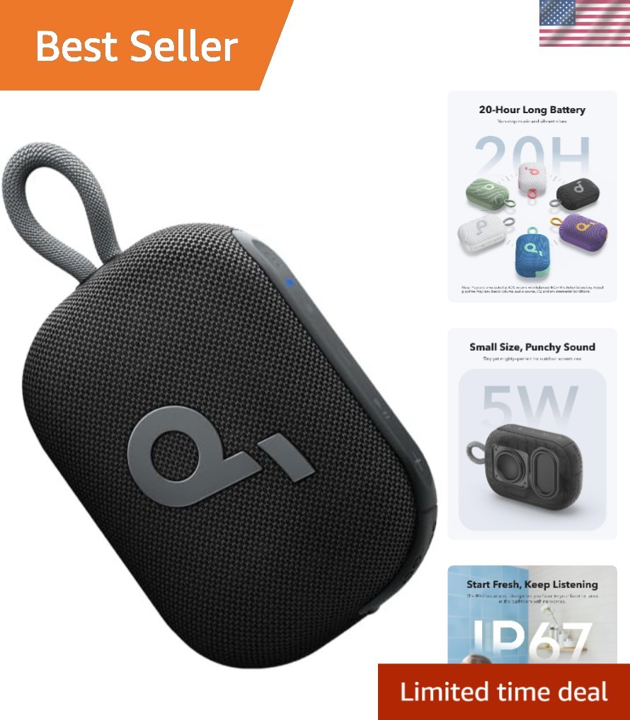 Lightweight Bluetooth Shower Speaker with Bass Boost - 20H Playtime & Floatable