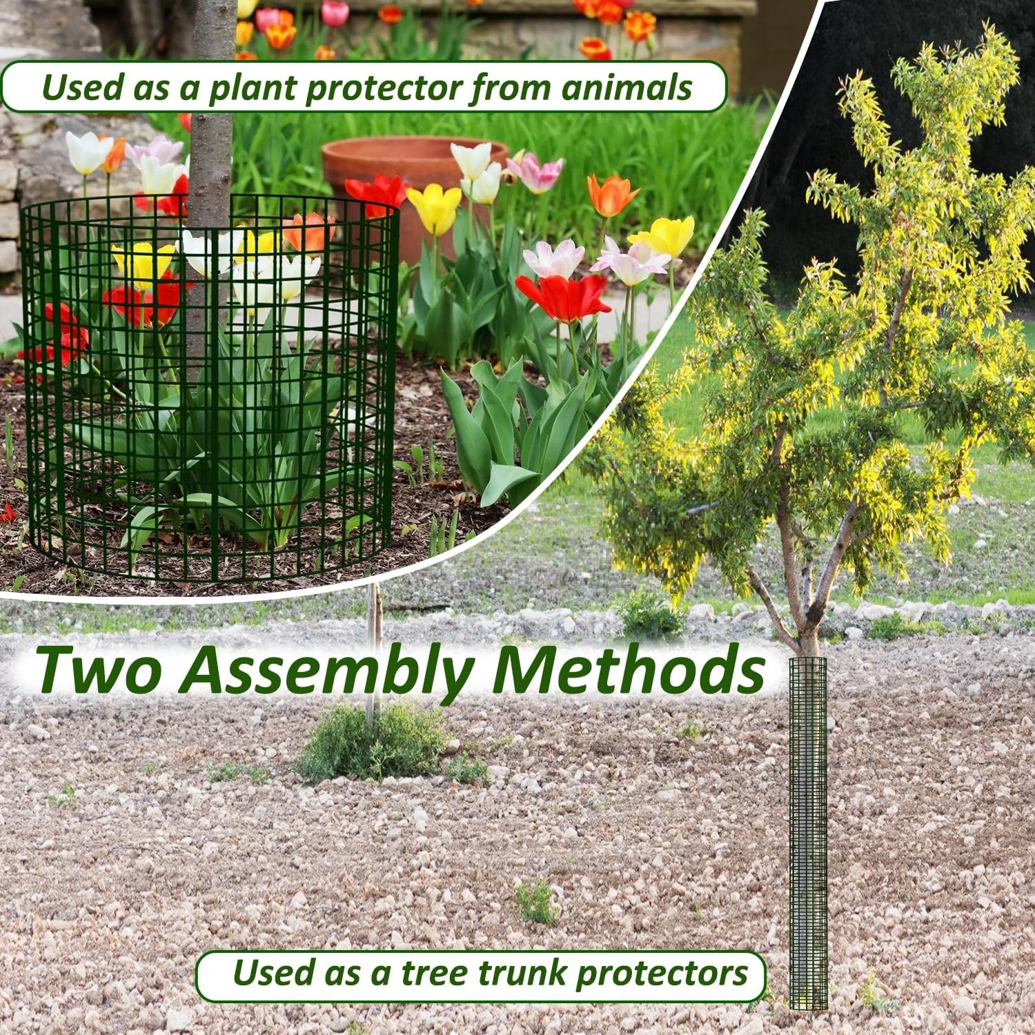 48" metal tree trunk protector, 8-Pack mesh tree guard set with Zip Ties, Stakes