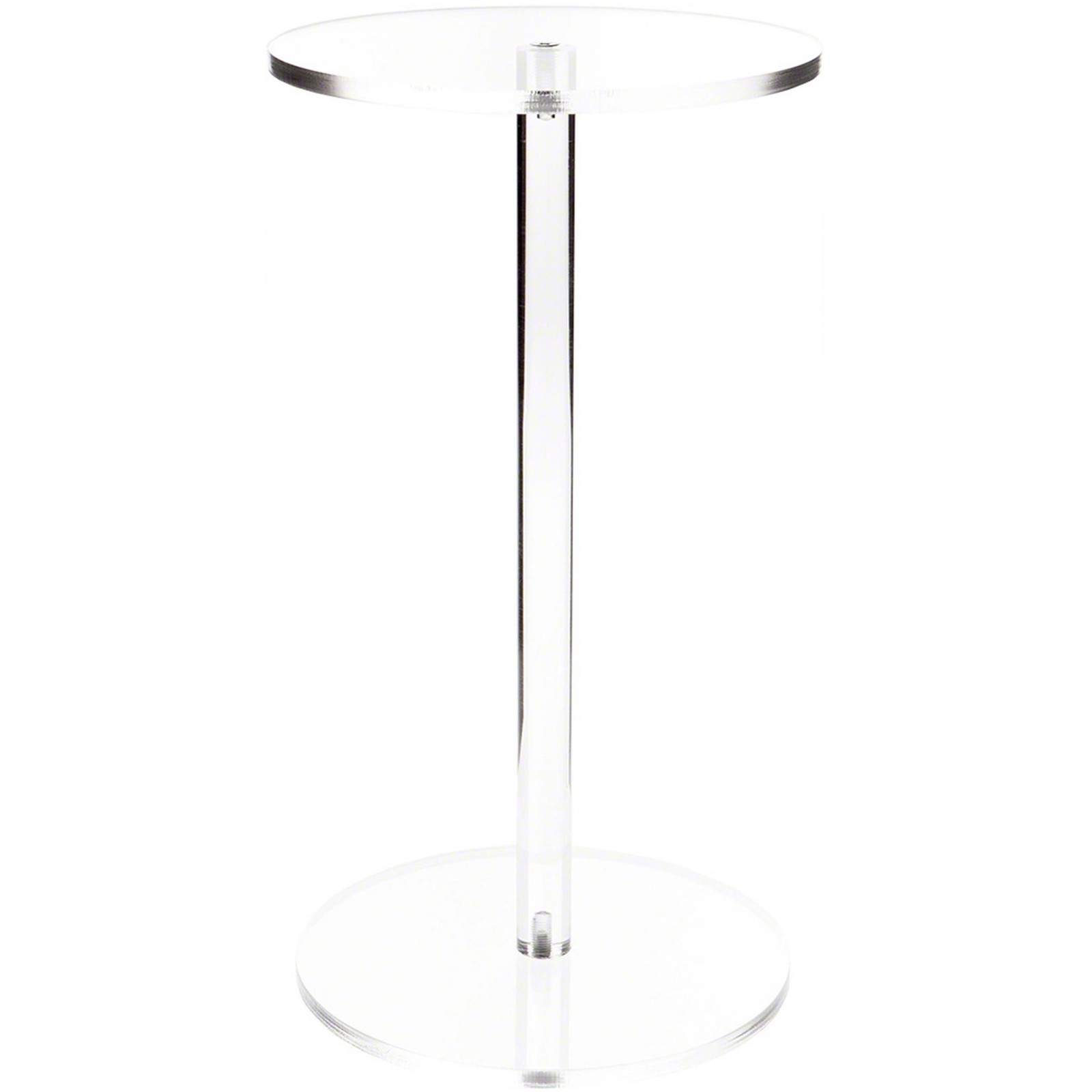 Plymor Clear Acrylic Round Barbell Pedestal Riser 16.75" H x 9" D (3/8" thick)