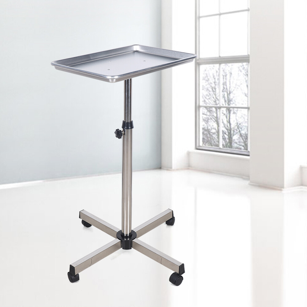 Stand Medical Trolley Mobile Rolling Cart Aluminium Alloy Tray for Salon Tattoo
