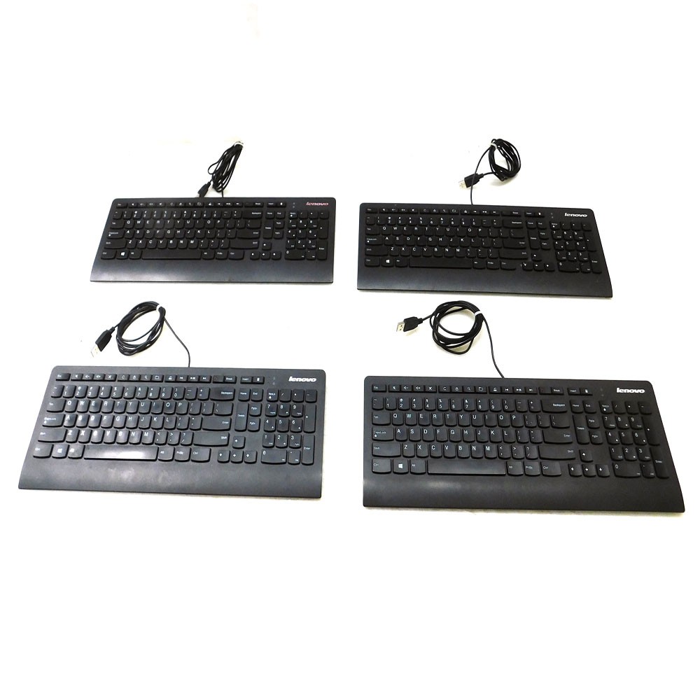 (Lot Of 4) Lenovo SK-8821 Slim Wired QWERTY Keyboards Black Finish Windows 7/8