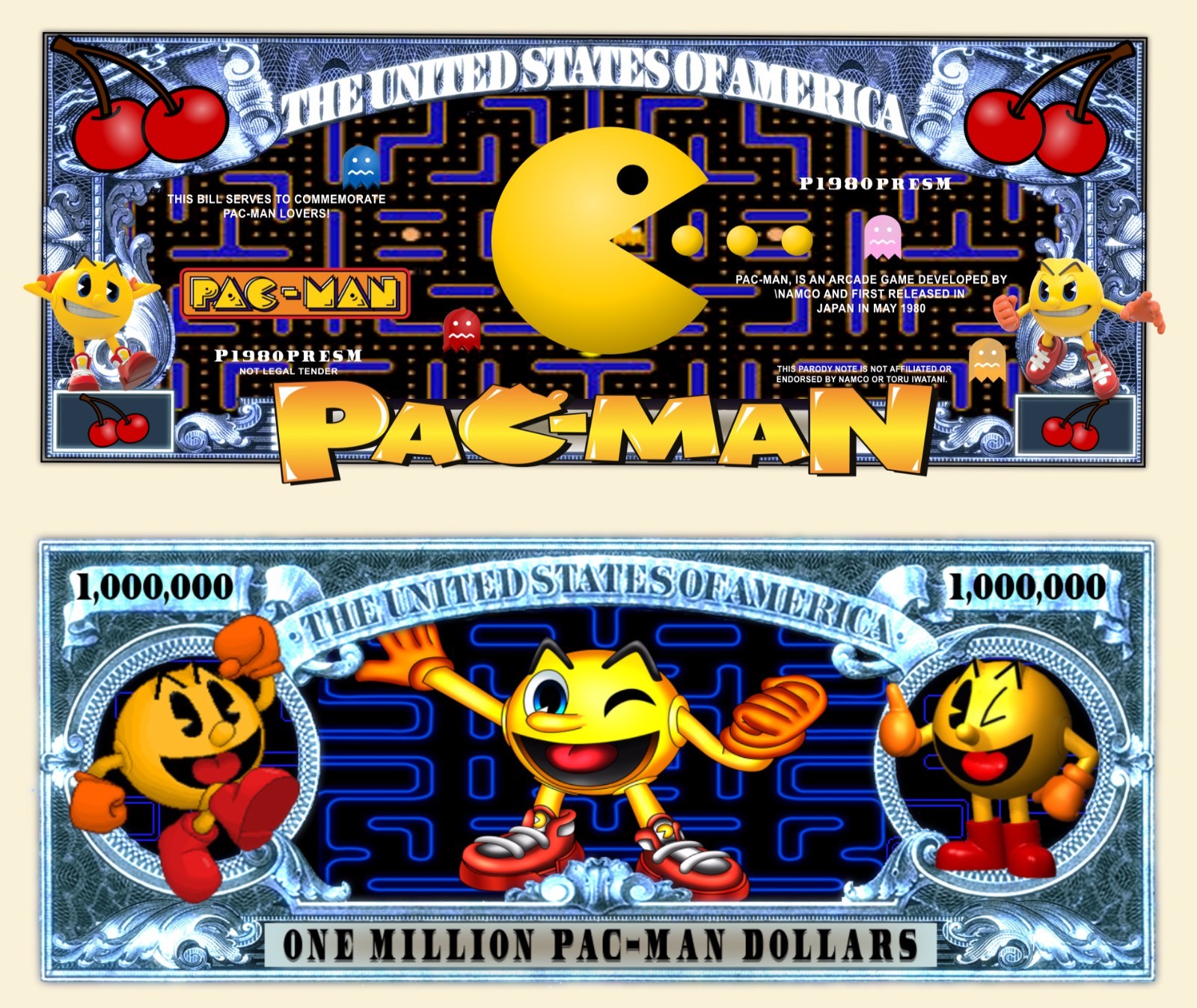OUR PACMAN DOLLAR BILL (2 Bills)